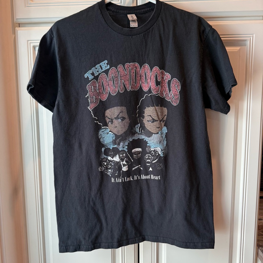 Gildan Black Graphic Tee The Boondocks Cartoon Streetwear Pop Culture Size M